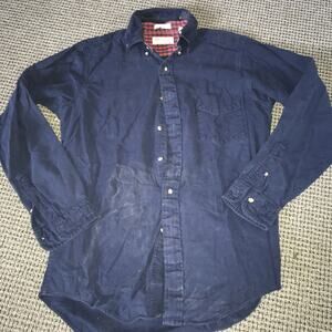 Van Boven Mens Button-Up Long Sleeve Dress Shirt Navy Medium